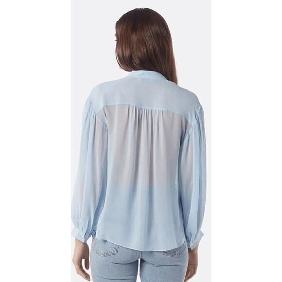 Joie lasha long sleeve 100% silk top light blue size Large and Medium, NWT - Picture 3 of 13